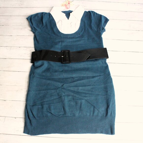 Derek Heart Vintage Tunic Sweater Plus Size 3X Short Sleeve Belted - Picture 3 of 6